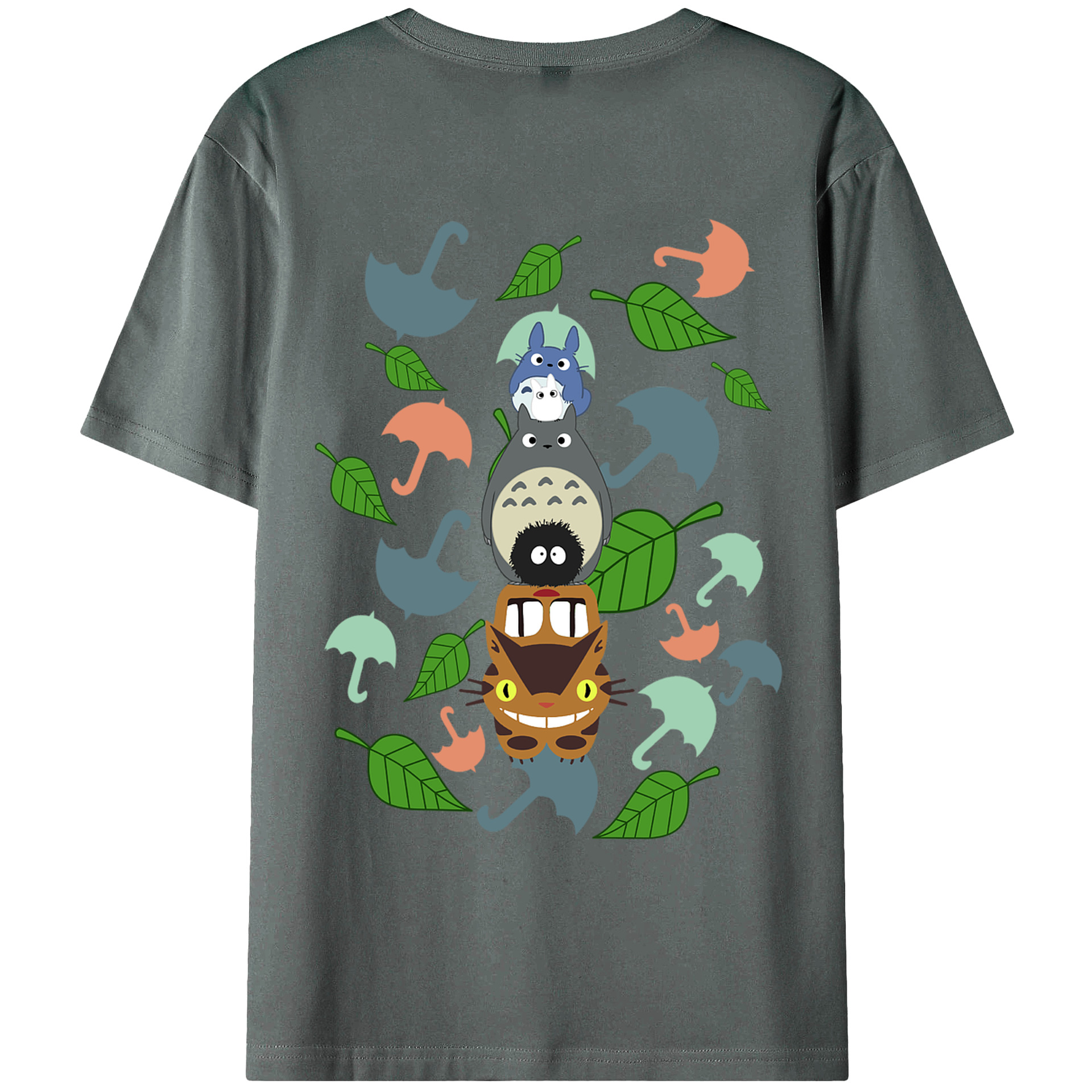 （画像用） となりのトトロ 草壁メイ 草壁サツキ My Neighbor Totoro Satsuki Kusakabe Mei Kusakabe 綿100％ メンズ半袖Tシャツ（バックプリント） 通気性